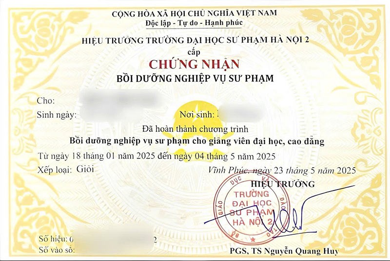 chứng chỉ nghiệp vụ sư phạm cho giảng viên