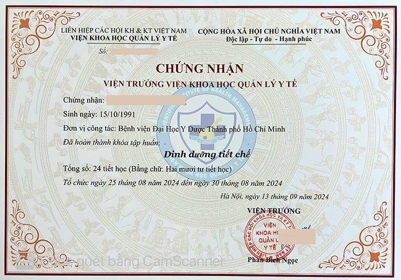 Chứng chỉ dinh dưỡng tiết chế