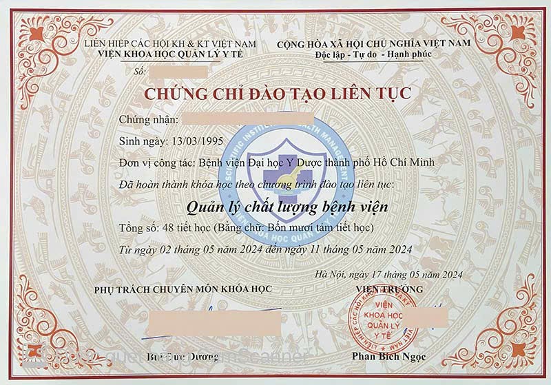 chứng chỉ quản lý chất lượng bệnh viện