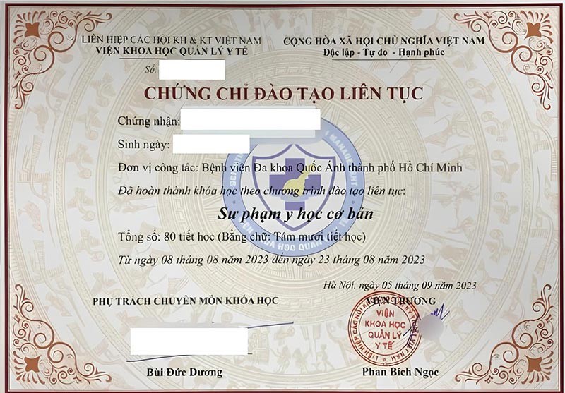 Chứng chỉ sư phạm y học cơ bản