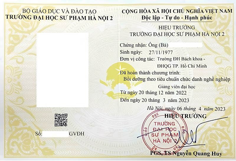 chứng chỉ chức danh nghề nghiệp giảng viên