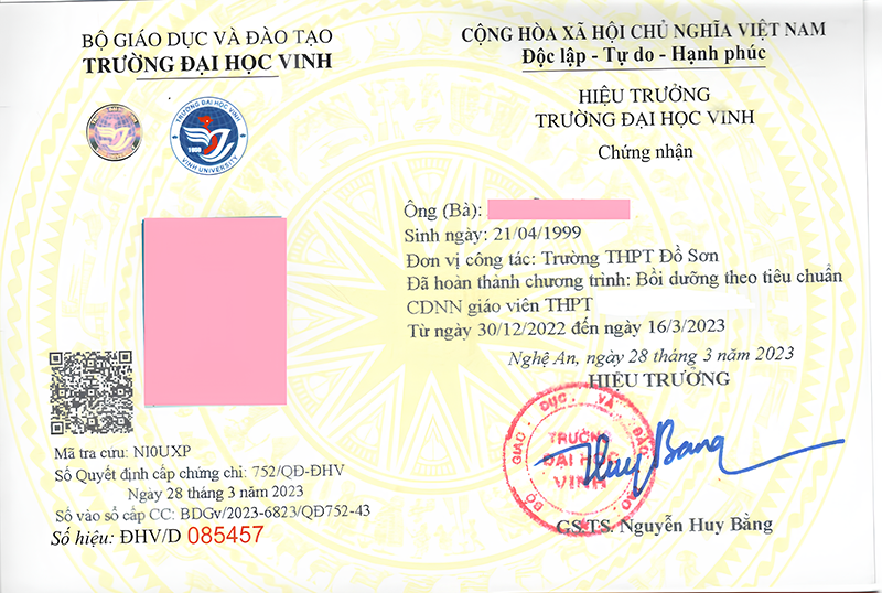 Chứng chỉ chức danh nghề nghiệp giáo viên THCS