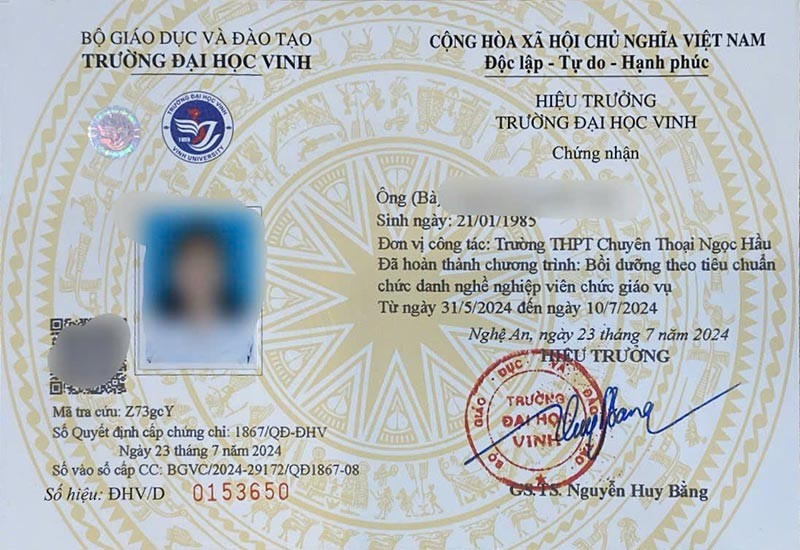 chứng chỉ chức danh nghề nghiệp giáo vụ