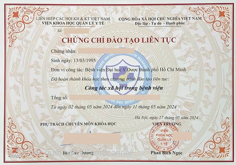 chứng chỉ công tác xã hội trong bệnh viện