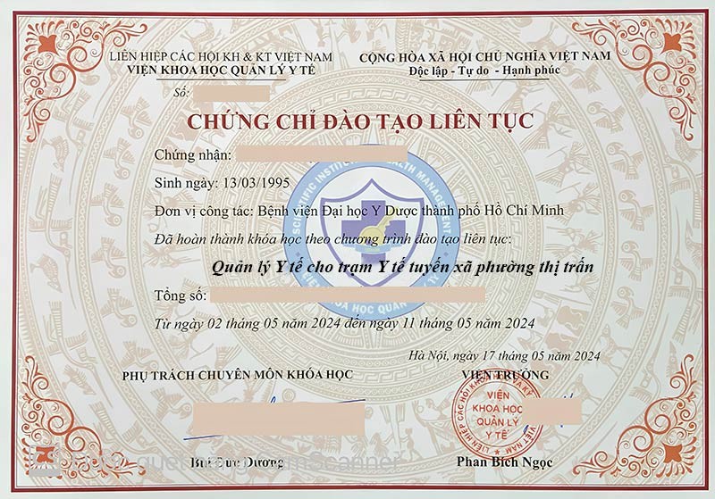 Chứng chỉ Quản lý Y tế cho trạm Y tế tuyến xã phường thị trấn