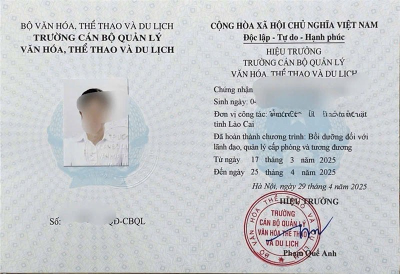 Chứng chỉ lãnh đạo cấp phòng