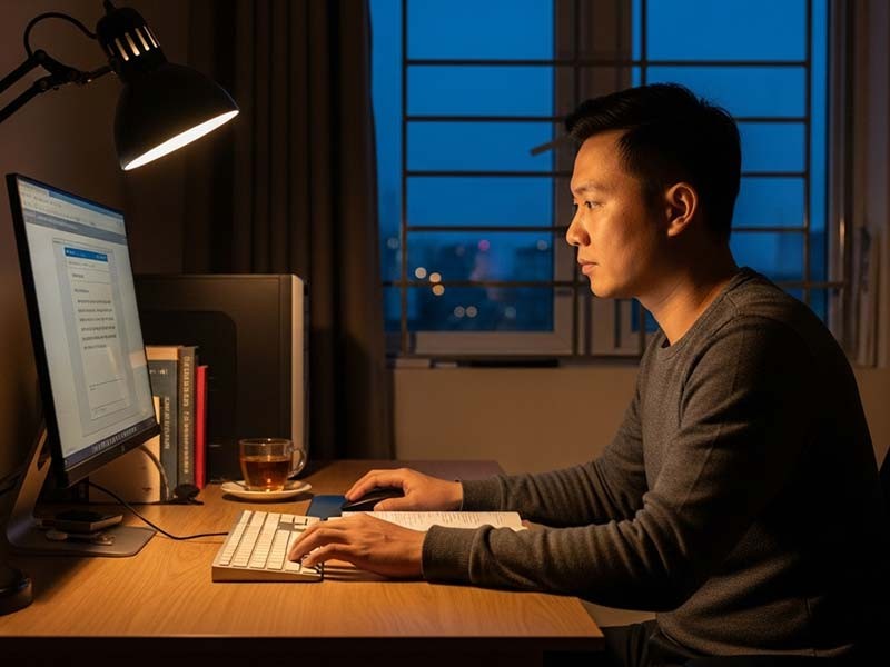 Học viên làm bài tiểu luận chuyên viên chính tại nhà