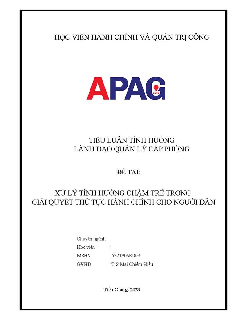 tiểu luận tình huống quản lý lãnh đạo cấp phòng